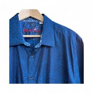 Robert Graham Men’s Bayview Classic Fit 3XL Blue Damask Button Down Shirt